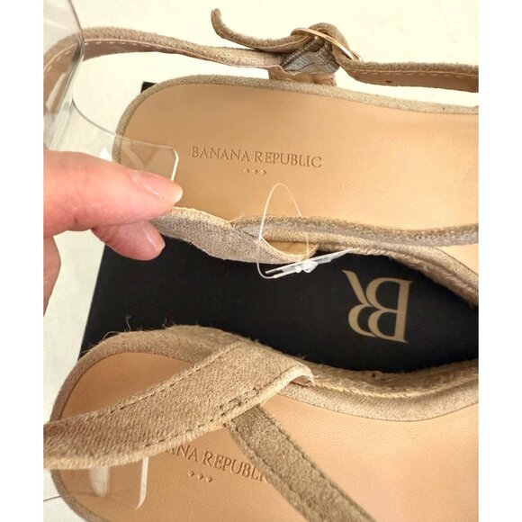 Banana Republic Platform Espadrille Sandals Size 8 Bone Faux Suede Resortwear - Picture 8 of 16